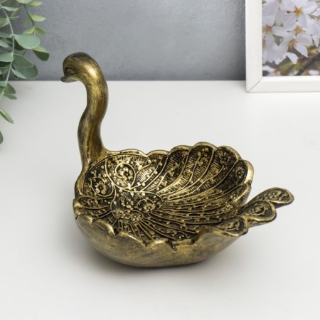 Interior Polystone Swan stand under the brass 21x14x15 cm-2