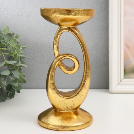 Polystone submission for 1 candle "loop" gold 10.5x10.5x20.5 cm-1