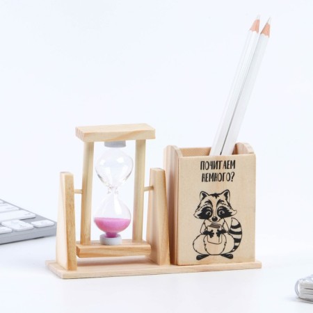 Organizer for the office with sand clock (2 in 1) “Read a little?”, 9.5 x 13.5 cm-5