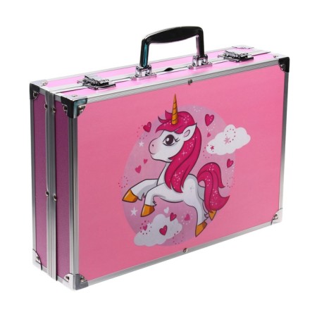 A set for drawing, folding, in a suitcase pink-12