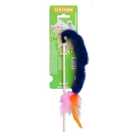 Dear for cats "Zononic" "fur caterpillar with feathers", 50 cm, natural fur, mix