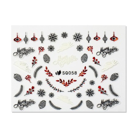 Nail stickers 6.5*5.5 cm Merry Christmas SQ058 red/black/white substrate QF-1