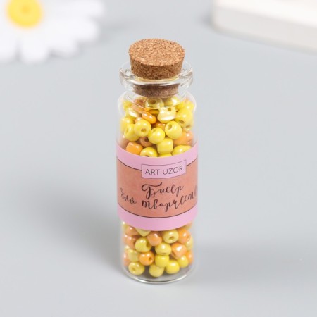 Bead 6/0 in the bottle "Mustard and Basabi" 20 g ceramic shine 6x2x2 cm