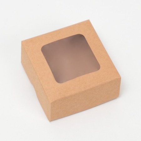 The box is folding, the lid is, with the window, craft, 8 x 8 x 4 cm-1