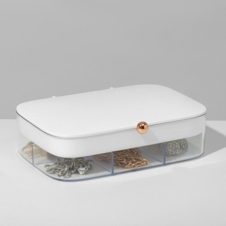 Steam for jewelry "Casket" 2 tiers, 30 cells, 18 × 14 × 5 cm, plastic, white color-1