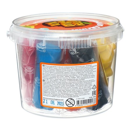 Modeling dough 12 colors of 30 g of multi-bullets "Cheburashka", plastic bucket + 2 molds, Korex-4