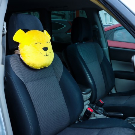 Pillow on the headrest MATHET MIMIMISH Line, 33 x 31 x 10 cm, yellow