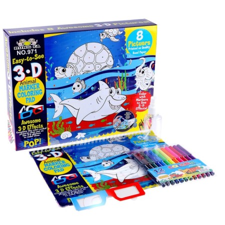 Coloring book Maintenance "Underwater World" felt-tip pens 12 centers, 3D glasses, water bottle