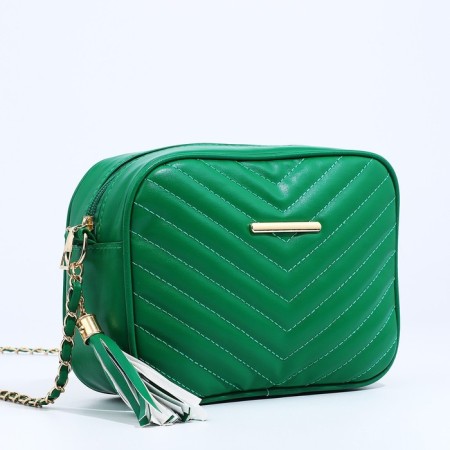 Bag Cross-Bodi with a zipper, green color