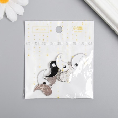 Decor for creativity Metal, enamel "yin-yang" silver set 2x2.2 cm-3