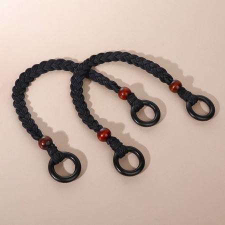 Handles for a bag, 2 pcs, waxed cord/tree, 48 × 2 cm, black color-5