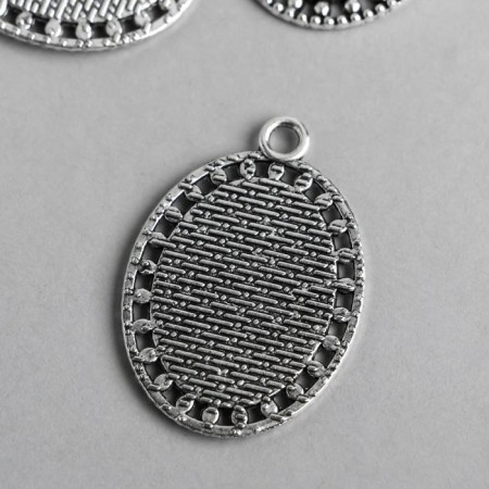 Setting (base for cabochon) Metal "Medalon - Points" Silver 7915 3.7x2.6 cm-1