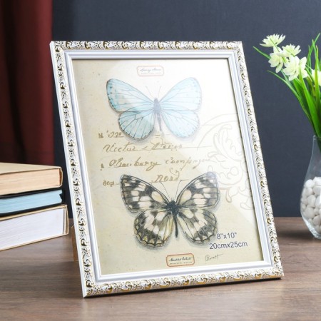 Photo frame plastic 20x25 cm "Valentine" white with a gold drawing 28x23 cm-1