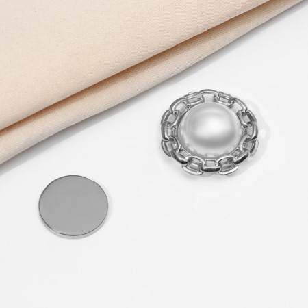 Magnet for a “pearl” scarf, white color in silver-1