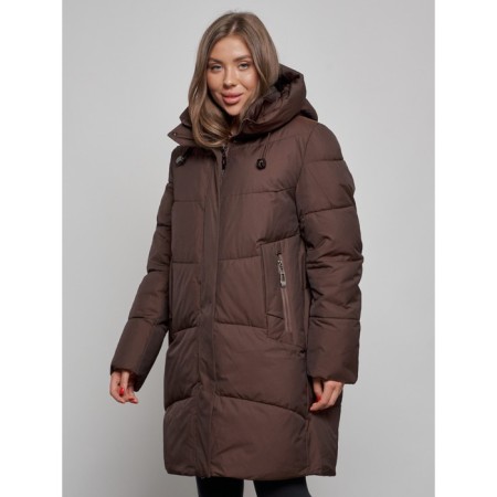 Coat insulated winter female, size 48, color dark brown-8