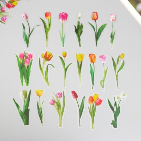 Stickers for creativity PLC PVC "Tulips" set 40 pcs 9x10.5 cm
