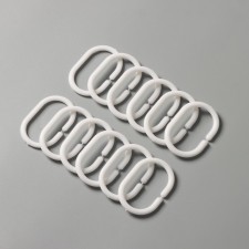 A set of rings for curtains in the bathroom, plastic, 12 pcs, white color