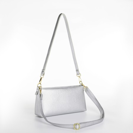 Bag Women's Cross-Bodi with a zipper, silver color-1
