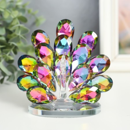 Souvenir glass "Peacock with a fluffy tail" holography 8x11x12 cm-2