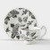 Service Porcelain Tea Black Rose, 12 items: 6 mugs 220 ml, 6 saucer d = 15 cm, white color
