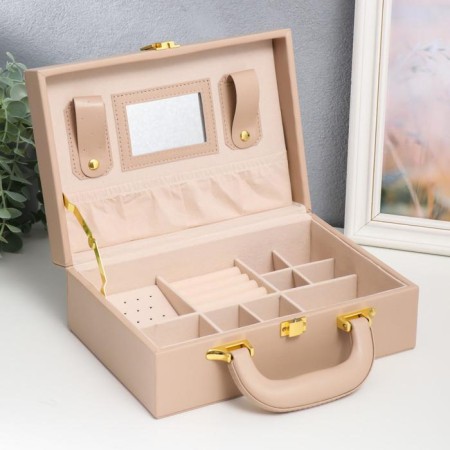 Casket to the leatherette to decorating the suitcase "Large cell" beige 9x25x17 cm-1