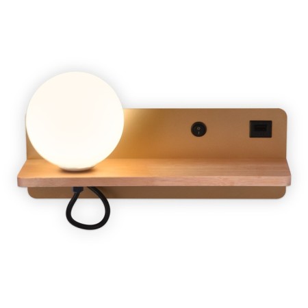 Wall lamp with a switch, USB port and Ambrella Light, Wall, FW520, G9, 4200K, Gold, Light Wood-4