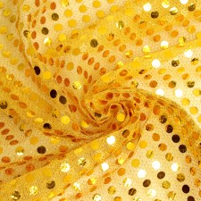 Surfacing for needlework, a net with sequins, yellow color, 47.5 × 50 cm