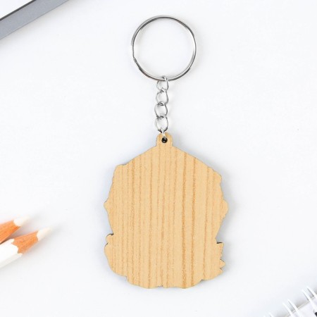 Key keychain wooden anime "with flowers"-3
