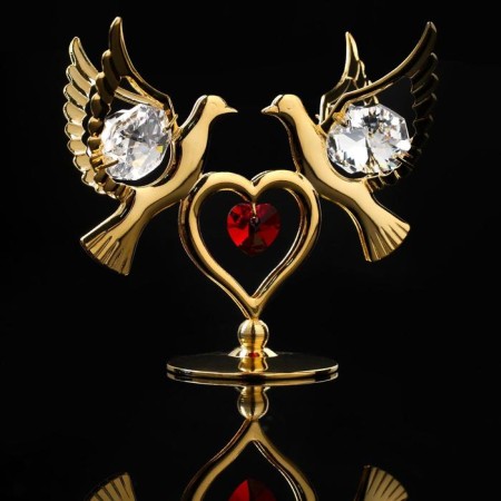 Souvenir "Doves on the Heart", 6.5 × 3.5 × 7 cm, with crystals