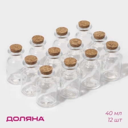 A set of glass jars for spices with a cork lid "Parfa", 40 ml, 4 × 6.6 cm, 12 pcs