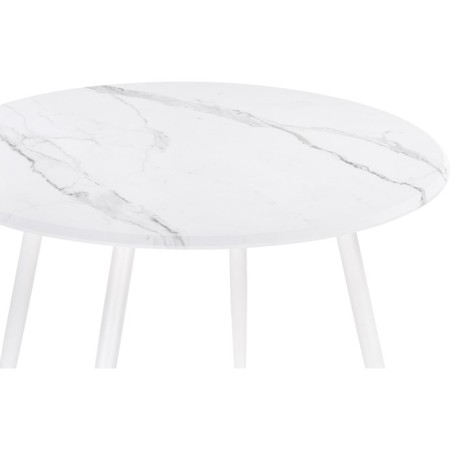 Wooden abylin table marble white/matte metal, white 90x90x76 cm-2