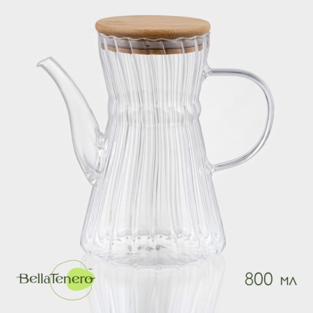 Glass teapot with a bamboo cover Bellatenero “Eco. East ", 800 ml, 18 × 11.5 × 17 cm