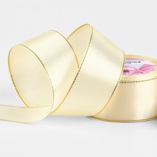 A satin ribbon “Golden threads”, 40 mm × 23 ± 1 m, color light beige No. 08