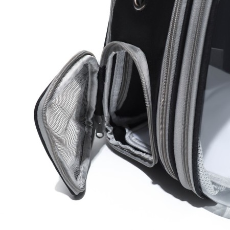 Backpack for carrying animals, laying out, 32 x 84 x 44 cm, black/transparent-13