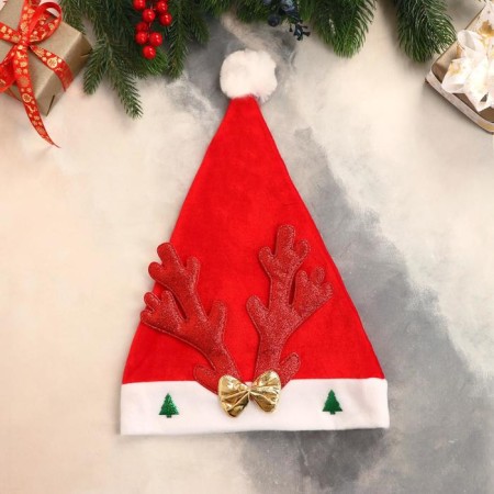 New Year's cap "Deer Horn" Red 27x35 cm-1
