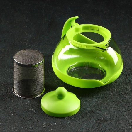 Glass teapot “brightness”, 750 ml, with metal sieve, matte, mix color-1