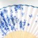 Fan wood, textile h = 21 cm "Flowerers and butterflies" white, with a brush