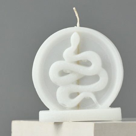 Interior candle "Snake in a circle", white, 66 x 69 x 27-1