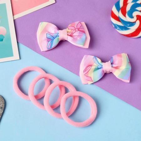 Annette hair set (4 elastic bands, 2 clamps) bright bows, 5.5x3.5 cm-1