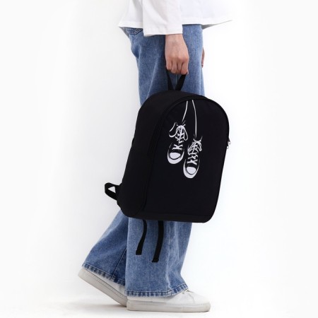 School Textile Backpack "Sneakers", 38x14x27 cm, black color-7