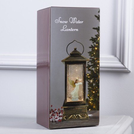 LED figure "Lantern with an angel" 10 × 27 × 10 cm, plastic, AAX3 batteries (not complete), USB, glow warm white-5