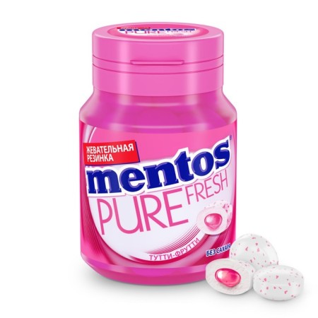 Chewing gum Mentos Purefresh with a liquid center, Tutti-Frutti with green tea extract, 54 g