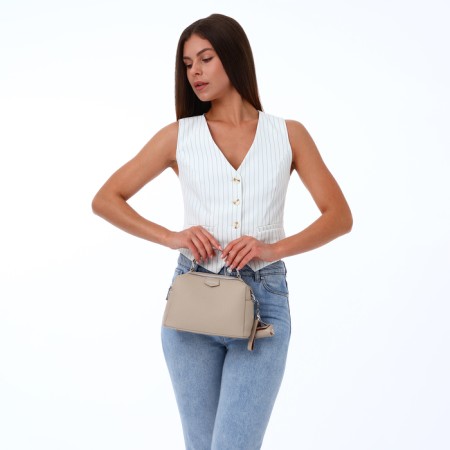 Women's bag with zipper, Textura, average size, beige color-1