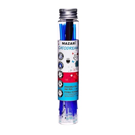 Blue blue handle with erased mazari "CATODREAM" + 9 rods included, needle -off writing node 0.5 mm, thermal -sensitive ink mix-11