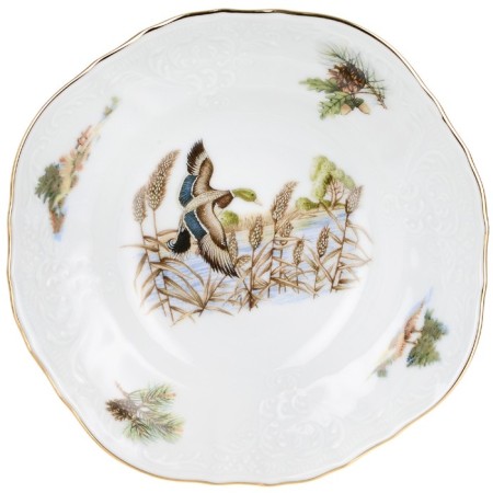 Round bernadotte salad, decor "Hunting Stories", 16 cm, color mix