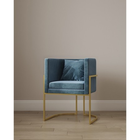 Armchair "Luna", 60 × 64 × 77 cm, blue color, gold frame