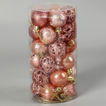Set of balls plastic D-4 cm, 30 pcs "Melody" Ornament, Pink-1