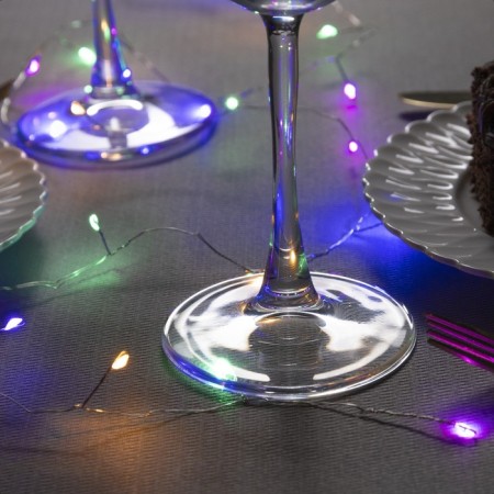 Girland "Mishura" 1 m Rosa, IP20, silver thread, 20 LED, glow of multi, CR2032x2-1