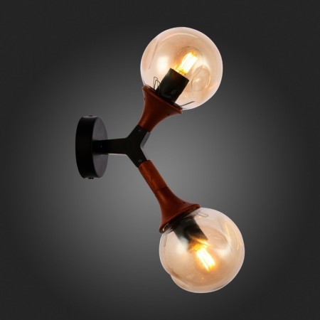 Wall lamp EVOLUCE. Sle109401-01. Raquel. 2x60 watts, E27, 13x41 cm, black color, dark tree-4
