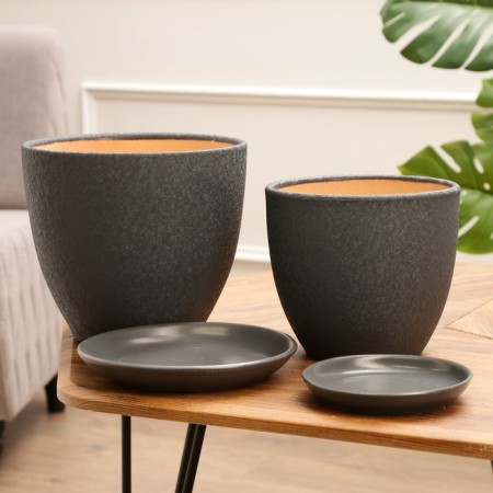 Set of flower pots 4 pcs. Gray silk 0.4 / 1 / 2.5 / 5 l-1